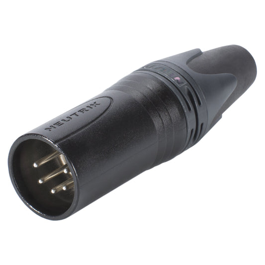 NEUTRIK® XLR, 5-pol , metal-, Soldering-kištukas jungtis, sidabrinis plated contact(s), tiesi, juodas