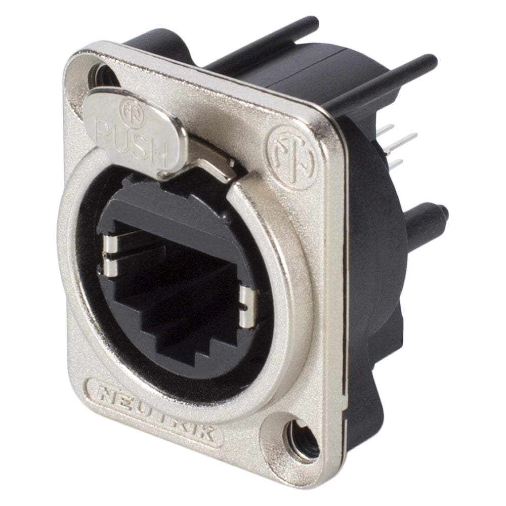 NEUTRIK® RJ45 CAT.5e, 8-pole , metal-, Print connection vertical-lizdas jungtis, gold plated contact(s), Type D, nickel