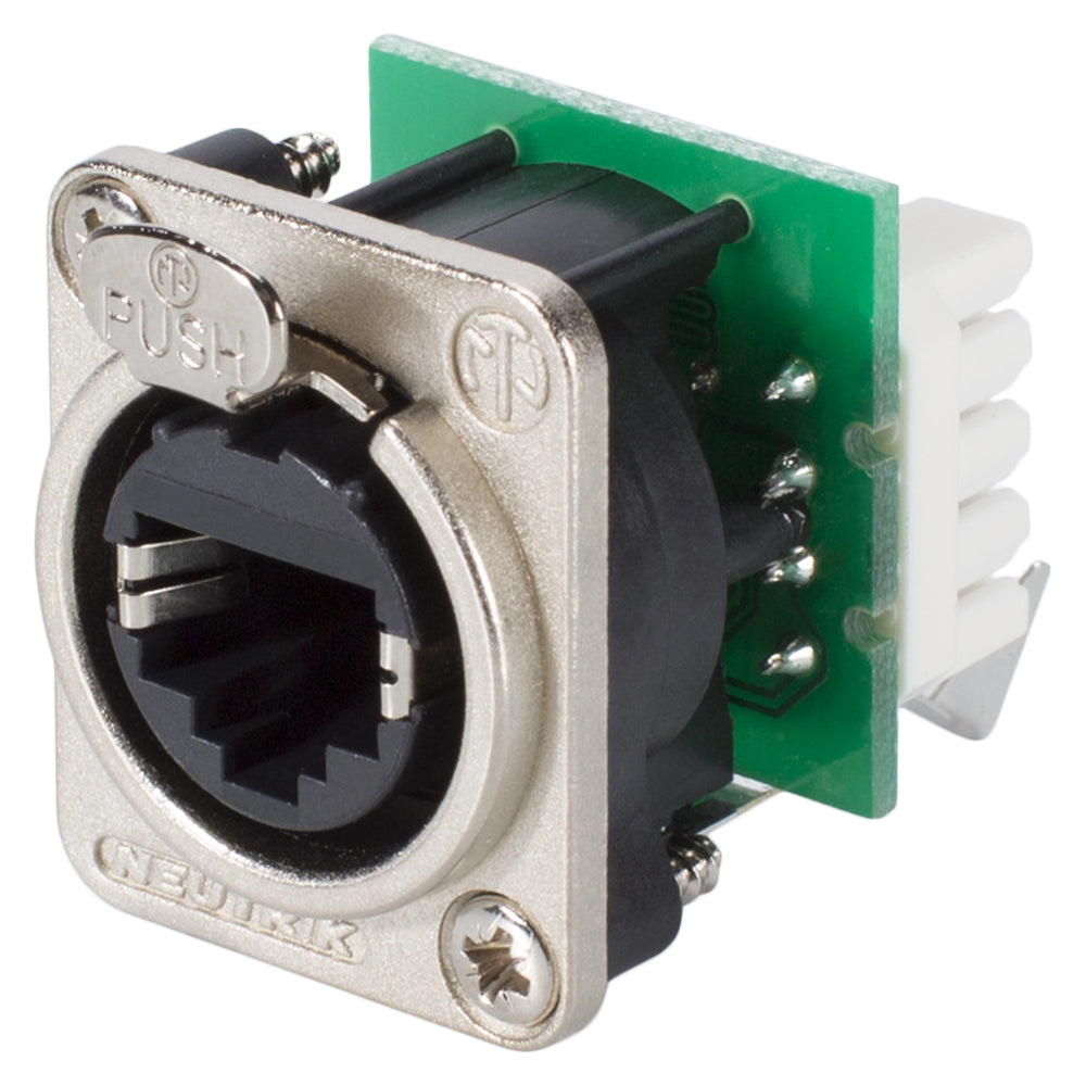 NEUTRIK® RJ45 CAT.5e, 8-pole , metal-, IDC-lizdas jungtis, gold plated contact(s), Type D, nickel