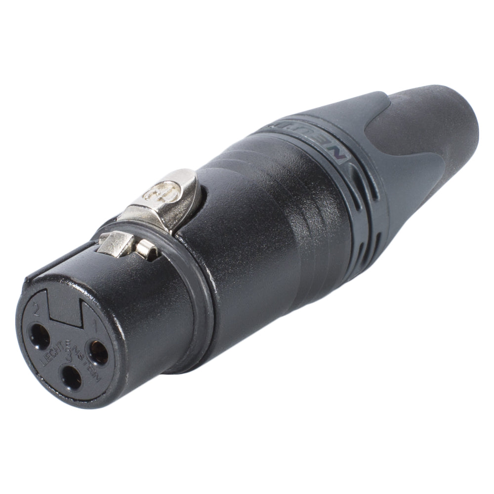 NEUTRIK® XLR, 3-pole , metal-, Soldering-lizdas jungtis, gold plated contact(s), tiesi, juodas