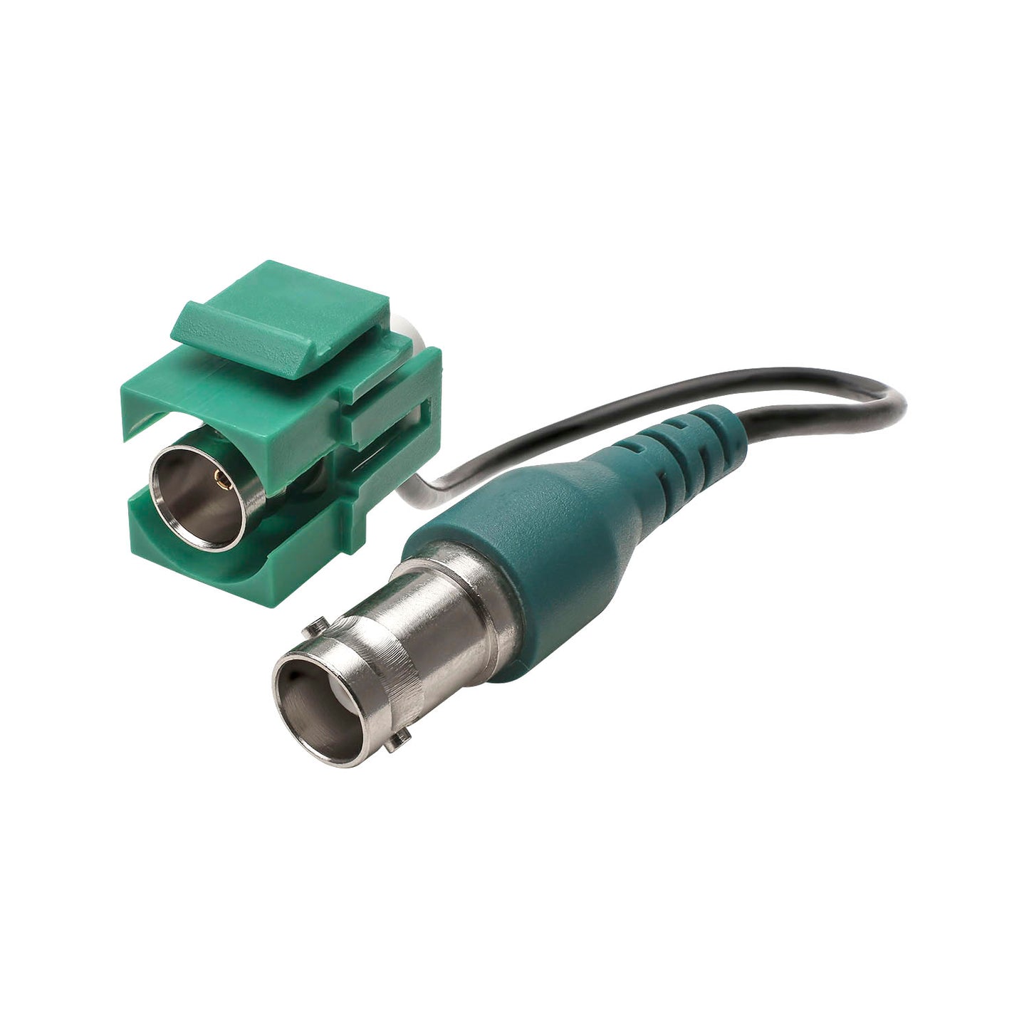 plastic-mountingfemale jungtis, BNC, 2-pole, nickel plated contact(s), Keystone Clip-In, žalias