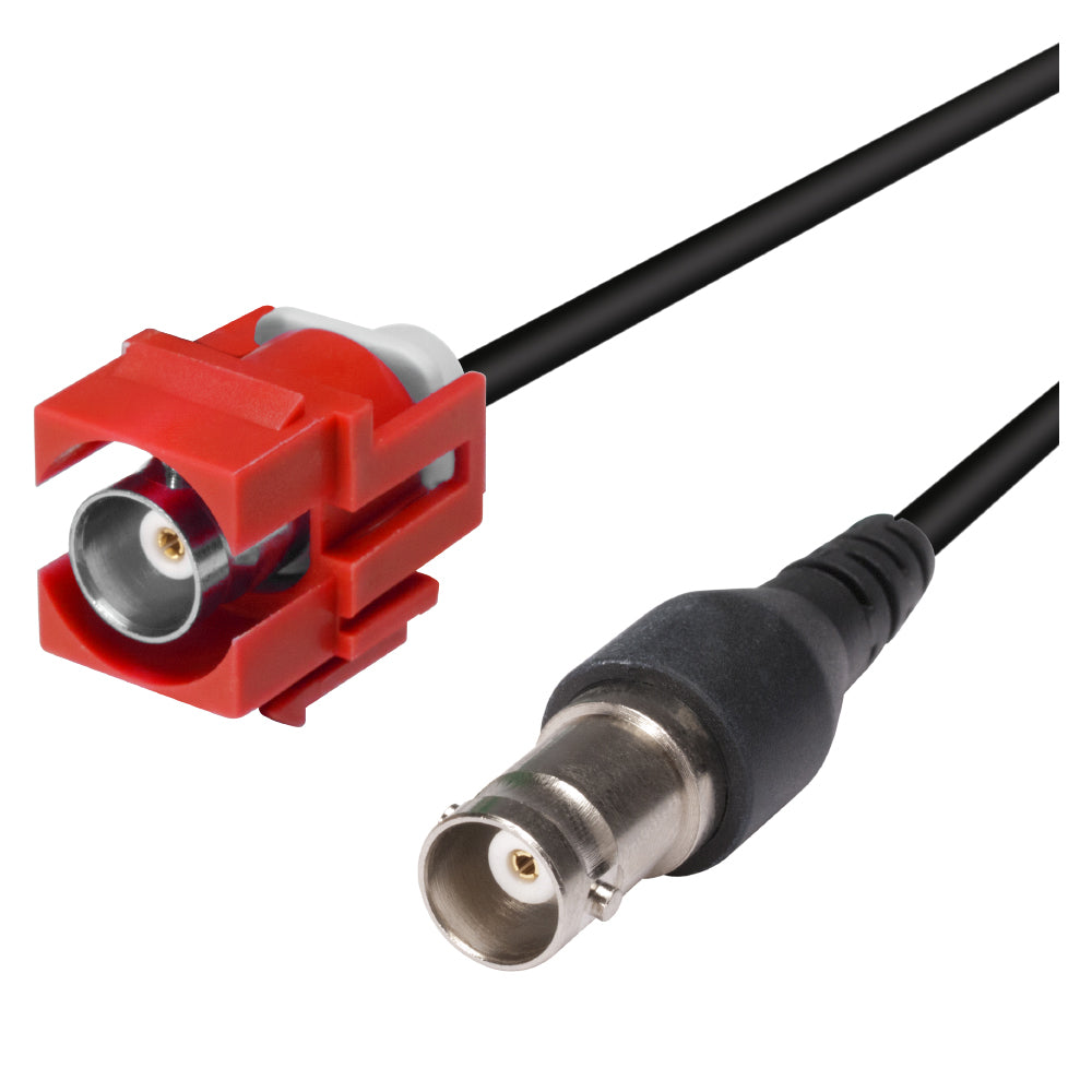plastic-mountingfemale jungtis, BNC, 2-pole, nickel plated contact(s), Keystone Clip-In, raudonas