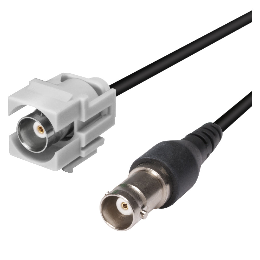 BNC, 2 polių, plastikinė, Patch cable-lizdinė jungtis, nikeliuoti kontaktai, Keystone Clip-In, baltas