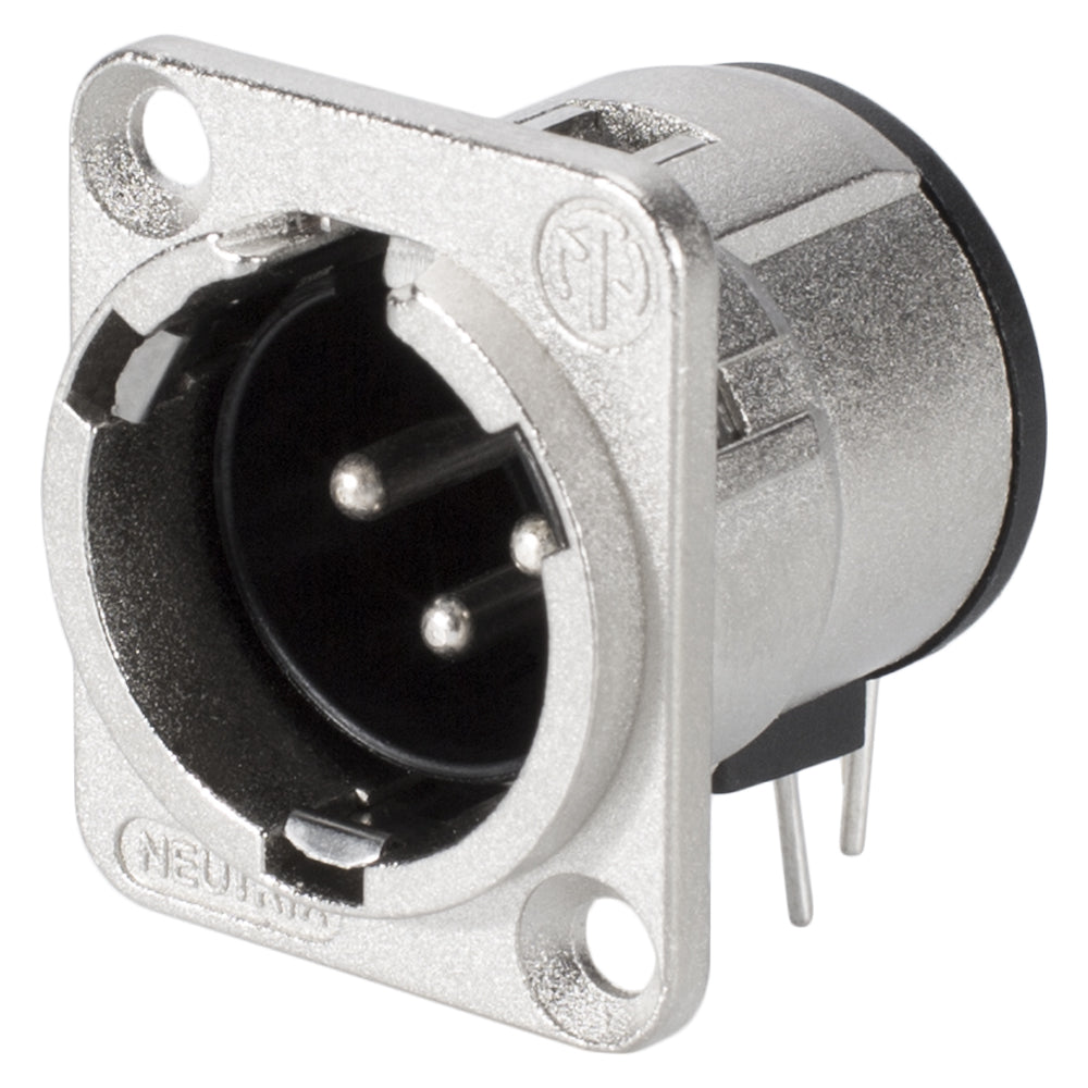 NEUTRIK® XLR, 3-pole , metal-, Horizontal print connection-kištukas jungtis, sidabrinis plated contact(s), Type D, nickel