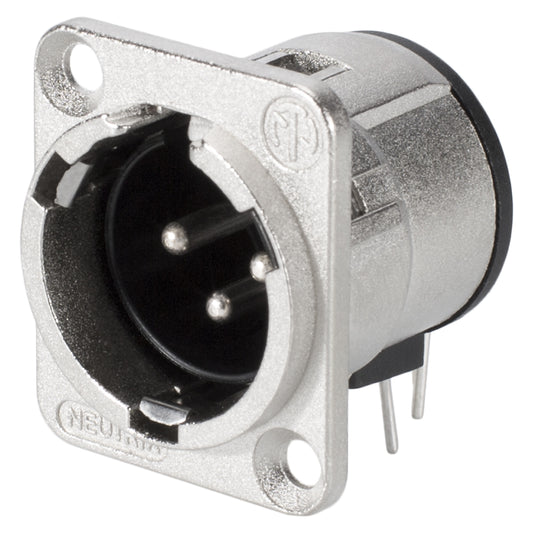 NEUTRIK® XLR, 3-pole , metal-, Horizontal print connection-kištukas jungtis, sidabrinis plated contact(s), Type D, nickel