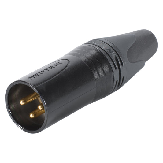 NEUTRIK® XLR, 3-pole , metal-, Soldering-kištukas jungtis, gold plated contact(s), tiesi, juodas
