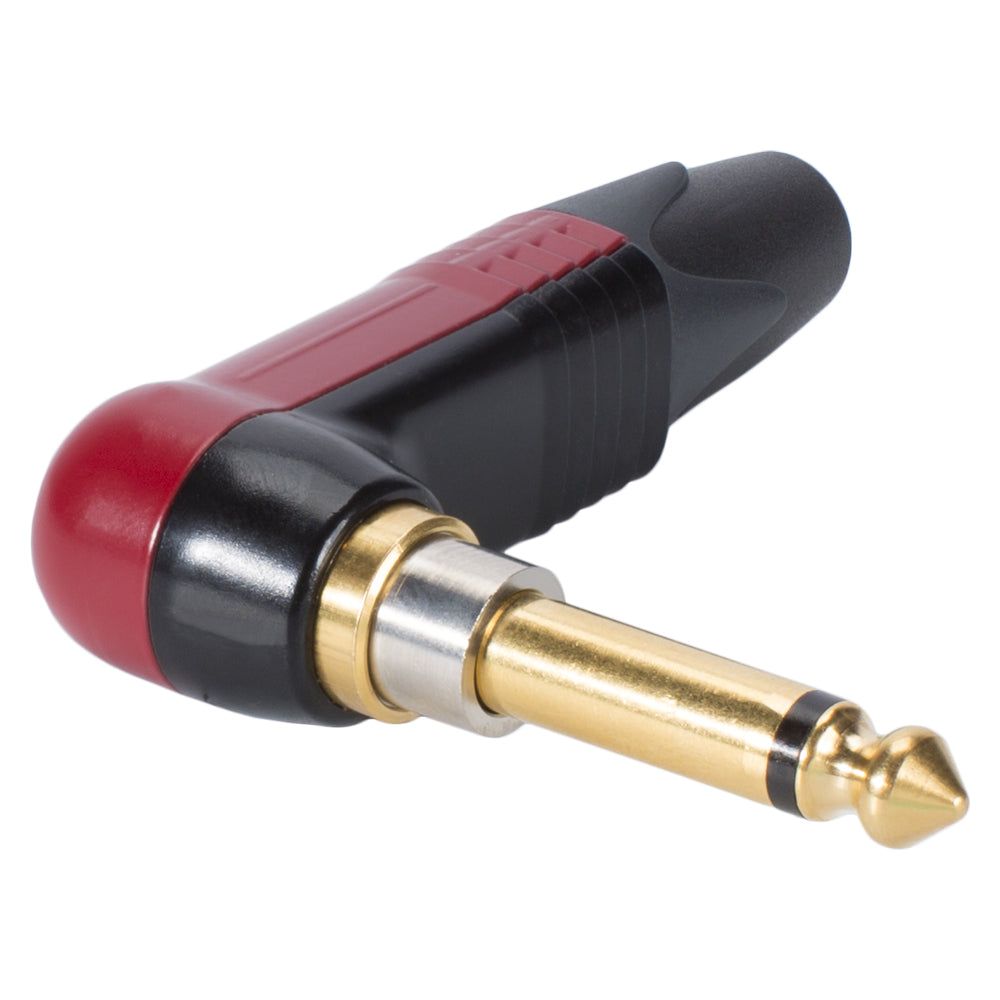 NEUTRIK® jack (6,3mm) 2-pole metal-Soldering-kištukas jungtis, gold plated pin, angled, raudonas