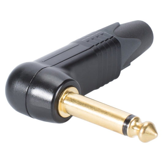 NEUTRIK® jack (6,3mm) 2-pole metal-Soldering-kištukas jungtis, gold plated pin, angled, juodas