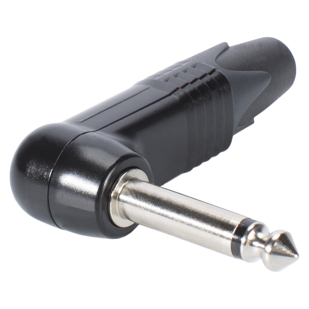 NEUTRIK® jack (6,3mm) 2-pole metal-Soldering-kištukas jungtis, nickel plated pin, angled, juodas