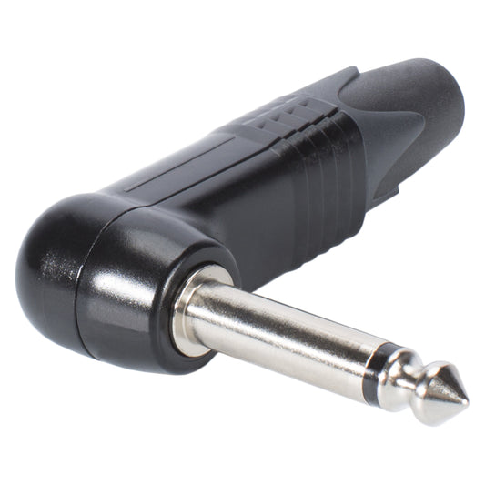 NEUTRIK® jack (6,3mm) 2-pole metal-Soldering-kištukas jungtis, nickel plated pin, angled, juodas