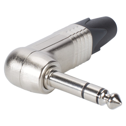 NEUTRIK® jack (6,3mm) 3-pole metal-Soldering-kištukas jungtis, nickel plated pin, angled, nickel