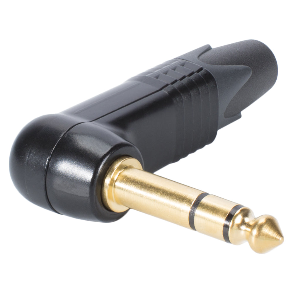 NEUTRIK® jack (6,3mm) 3-pole metal-Soldering-kištukas jungtis, gold plated pin, angled, juodas
