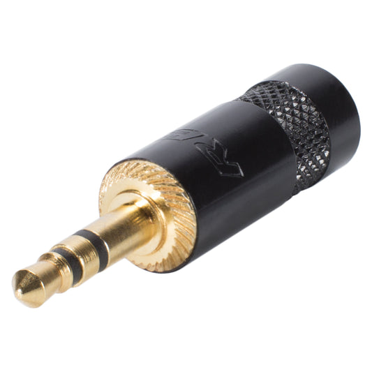 REAN jack (3,5mm), 3-pole , metal-, Soldering-kištukas jungtis, gold plated contact(s), tiesi, juodas