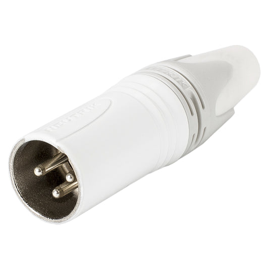 NEUTRIK® XLR, 3-pole , metal-, Soldering-kištukas jungtis, sidabrinis plated contact(s), tiesi, baltas