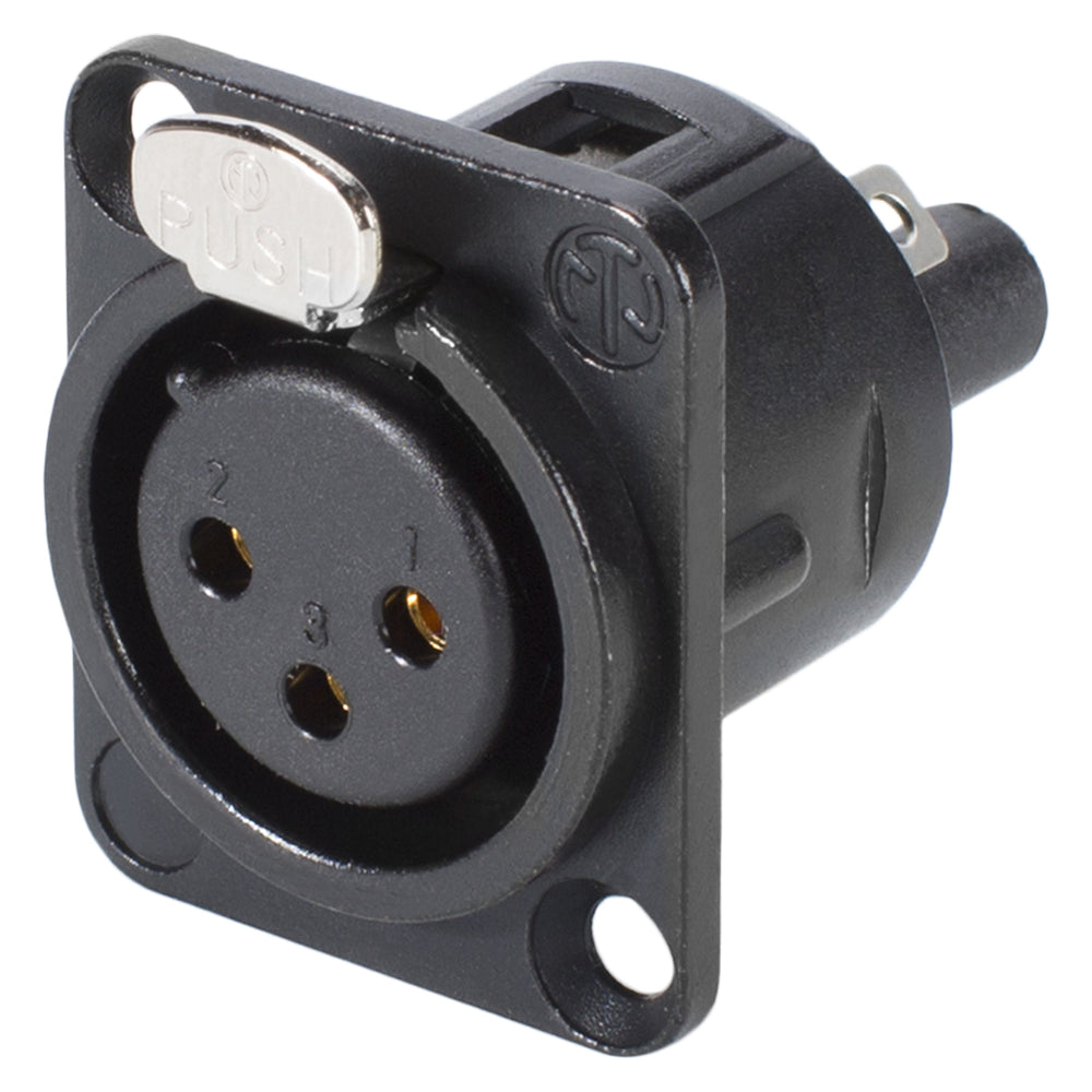 NEUTRIK® XLR, 3-pole , metal-, prisukama-lizdas jungtis, gold plated contact(s), Type D, juodas