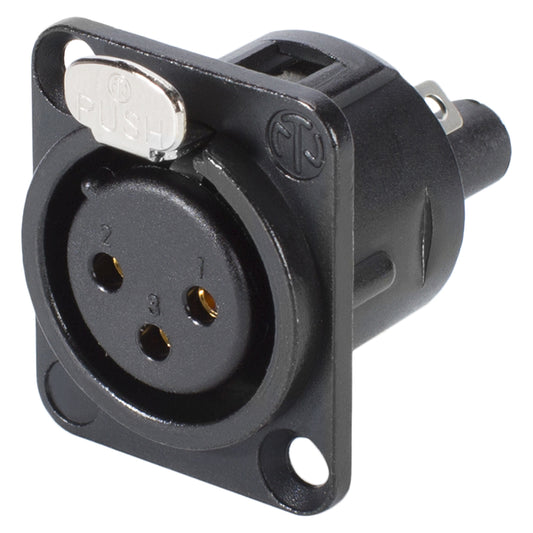 NEUTRIK® XLR, 3-pole , metal-, prisukama-lizdas jungtis, gold plated contact(s), Type D, juodas