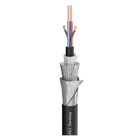 Mikrofono kabelis Tempoflex Microphone; 2 x 0.34 mm²; TPE Ø 7.30 mm; juodas, AES/EBU compatible, heat resistant up to +110°C, with ARAMID strain relief - 100 m ritė