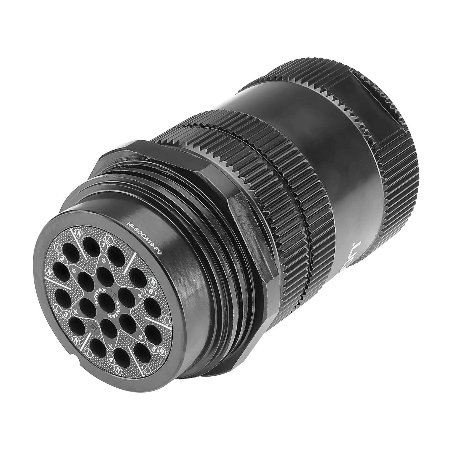 HICON Round LK 19-pole without pins, compatible with Socapex 419, 19-pol , metal-, Cable socket, screwtop, juodas