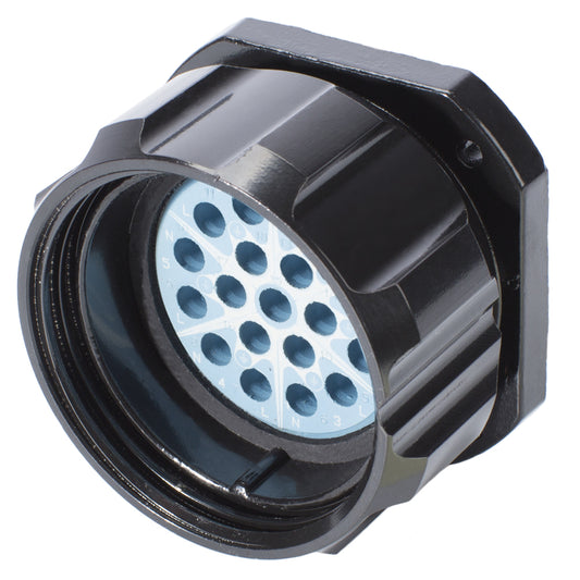 HICON Round LK 19-pole without pins, compatible with Socapex 419, 19-pol , metal-, Panel jungtis, screwtop, juodas