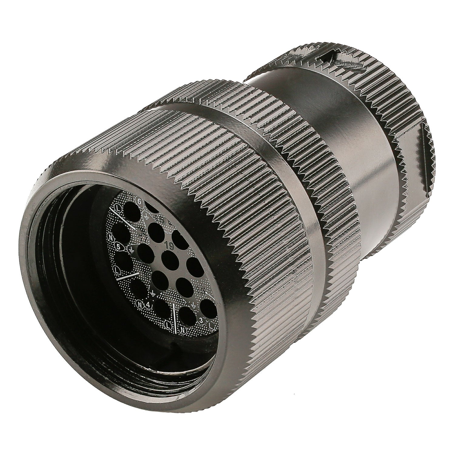 HICON Round LK 19-pole without pins, compatible with Socapex 419, 19-pol , Cable jungtis, screwtop, juodas
