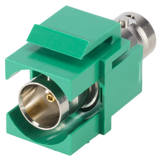 plastic-mountingfemale jungtis, BNC, 2-pole, nickel plated contact(s), Keystone Clip-In, žalias