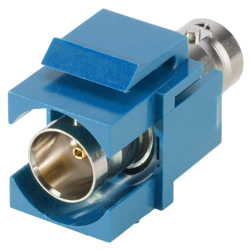 plastic-mountingfemale jungtis, BNC, 2-pole, nickel plated contact(s), Keystone Clip-In, mėlynas