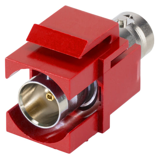 plastic-mountingfemale jungtis, BNC, 2-pole, nickel plated contact(s), Keystone Clip-In, raudonas