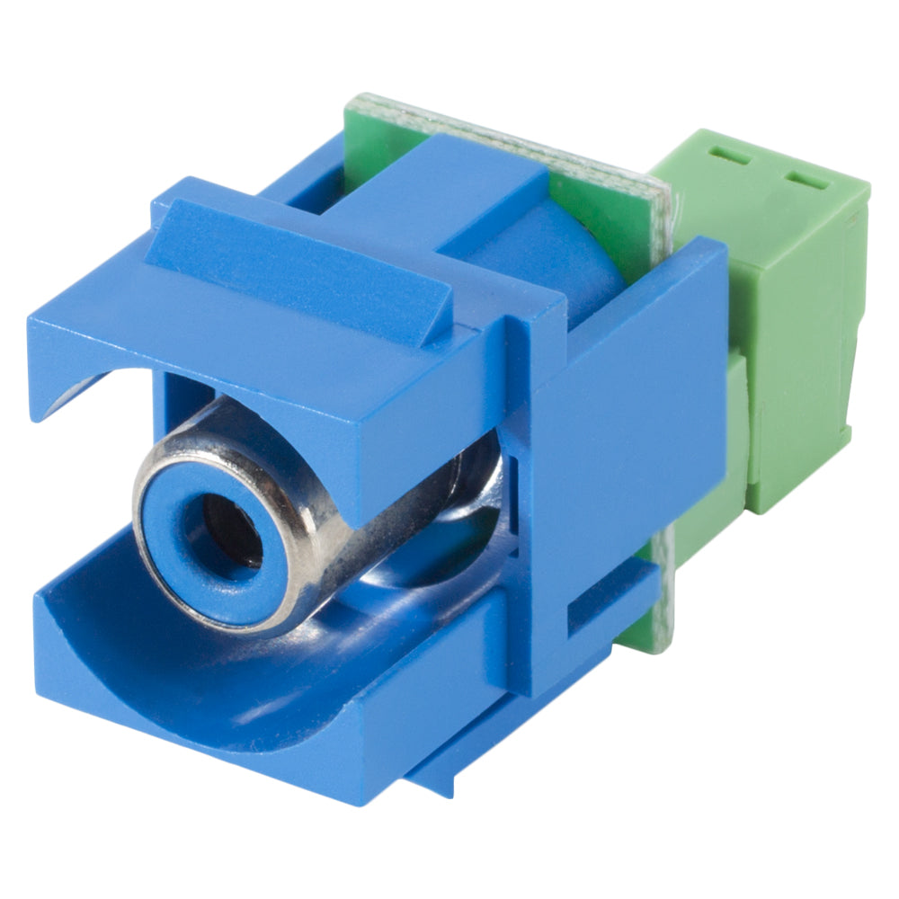 RCA, 2-pole , plastic-, cutting / clamp-, nickel plated contact(s), Keystone Clip-In, mėlynas