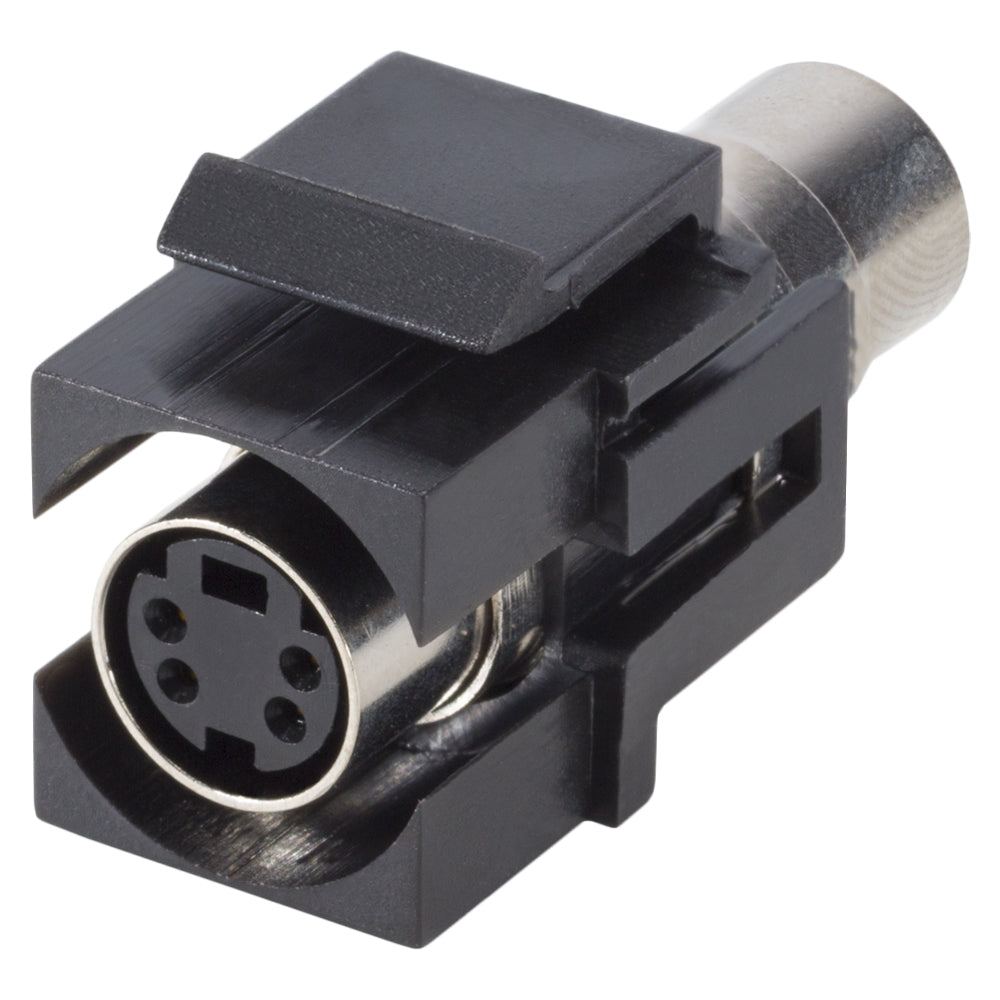 S-Video, 4-pole , plastic-, Patch-, nickel plated contact(s), Keystone Clip-In, juodas