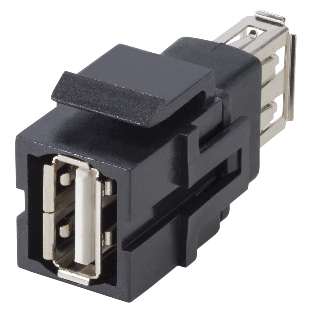 USB, 5-pol , plastic-, Patch-lizdas jungtis, nickel plated contact(s), Keystone Clip-In, juodas