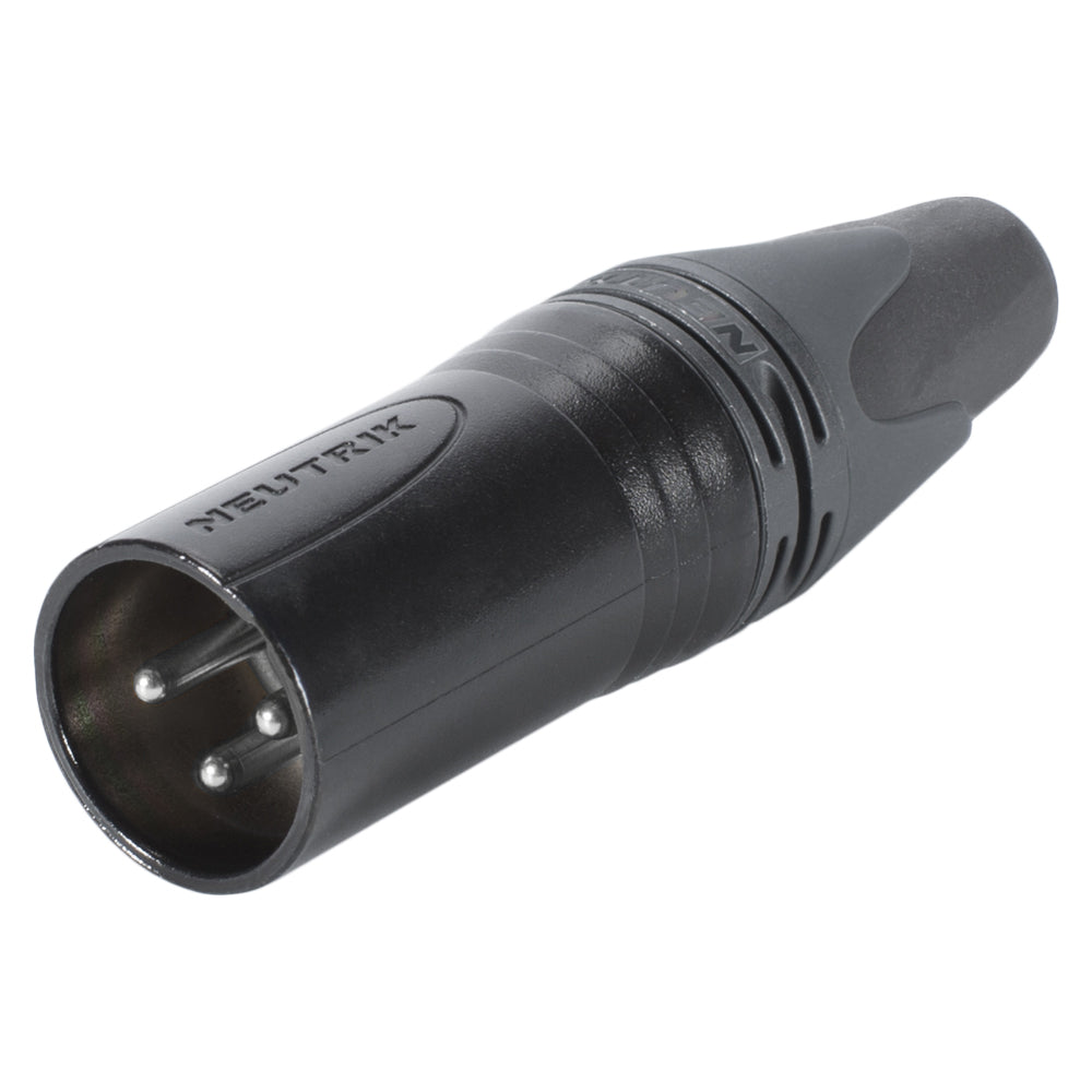 NEUTRIK® XLR, 3-pole , metal-, Soldering-kištukas jungtis, sidabrinis plated contact(s), tiesi, juodas