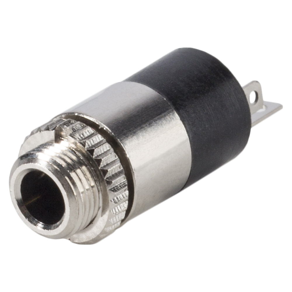 HICON jack (3,5mm), 3-pole , metal-, Soldering-lizdas jungtis, nickel plated contact(s), screw thread, chrome coloured