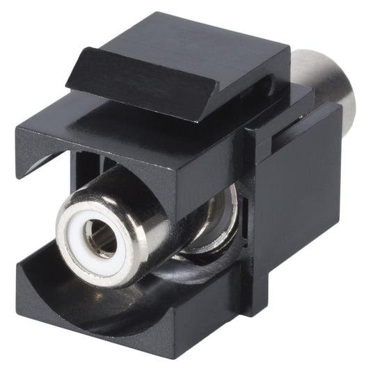 RCA, 2-pole , plastic-, Patch-, nickel plated contact(s), Keystone Clip-In, juodas