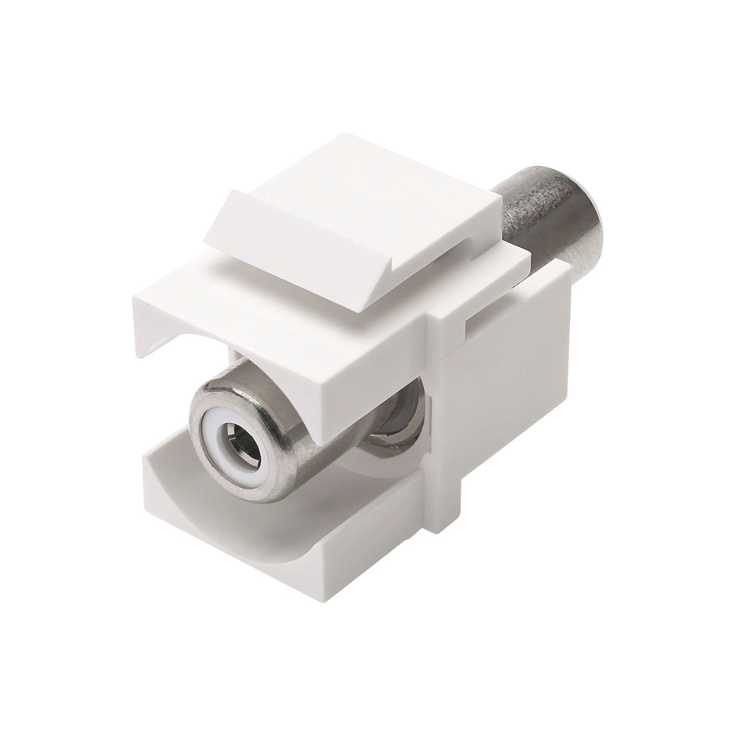 RCA, 2-pole , plastic-, Patch-, nickel plated contact(s), Keystone Clip-In, baltas