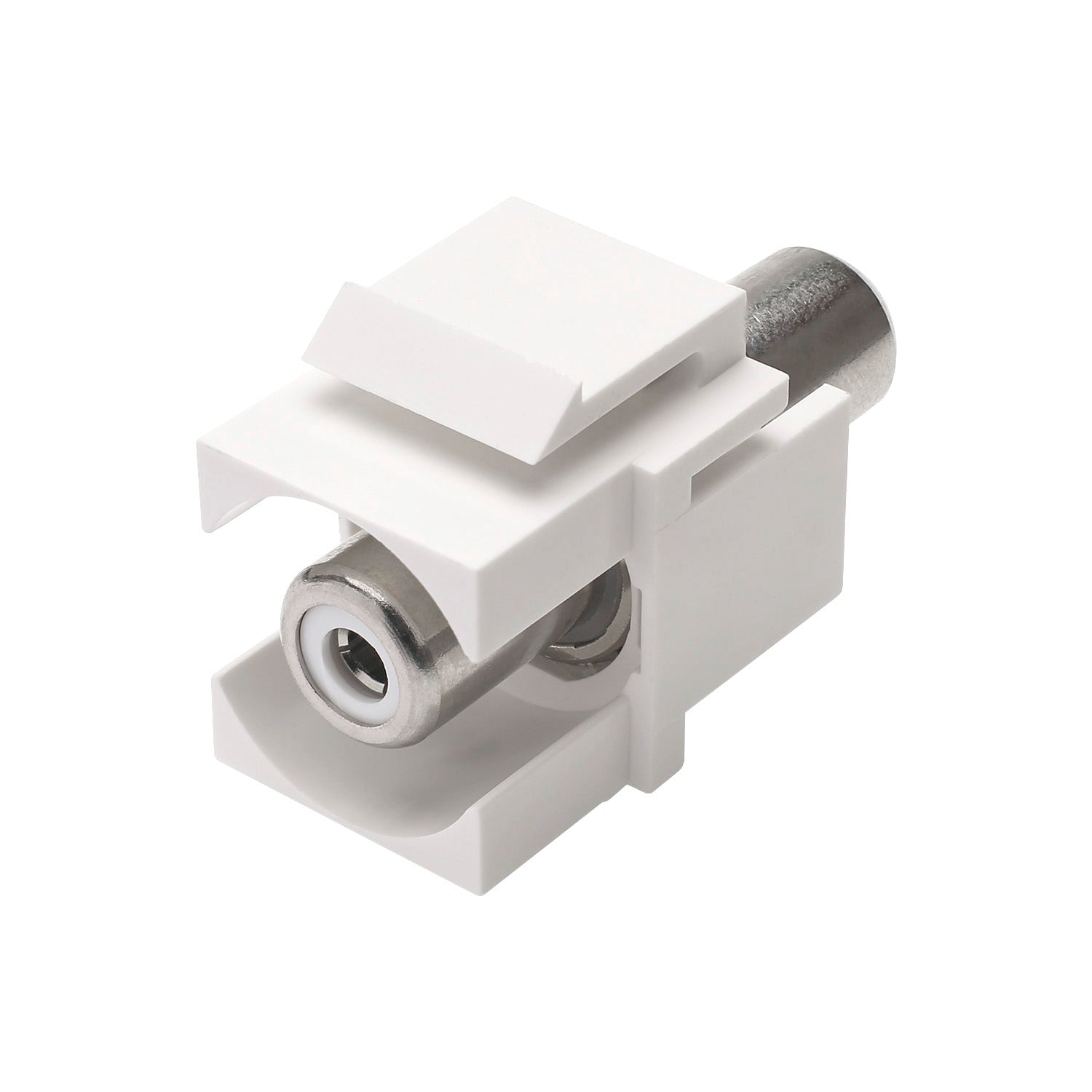 RCA, 2-pole , plastic-, Patch-, nickel plated contact(s), Keystone Clip-In, baltas