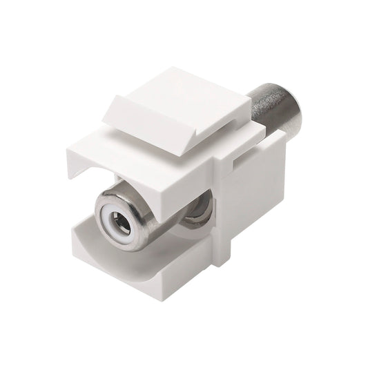 RCA, 2-pole , plastic-, Patch-, nickel plated contact(s), Keystone Clip-In, baltas