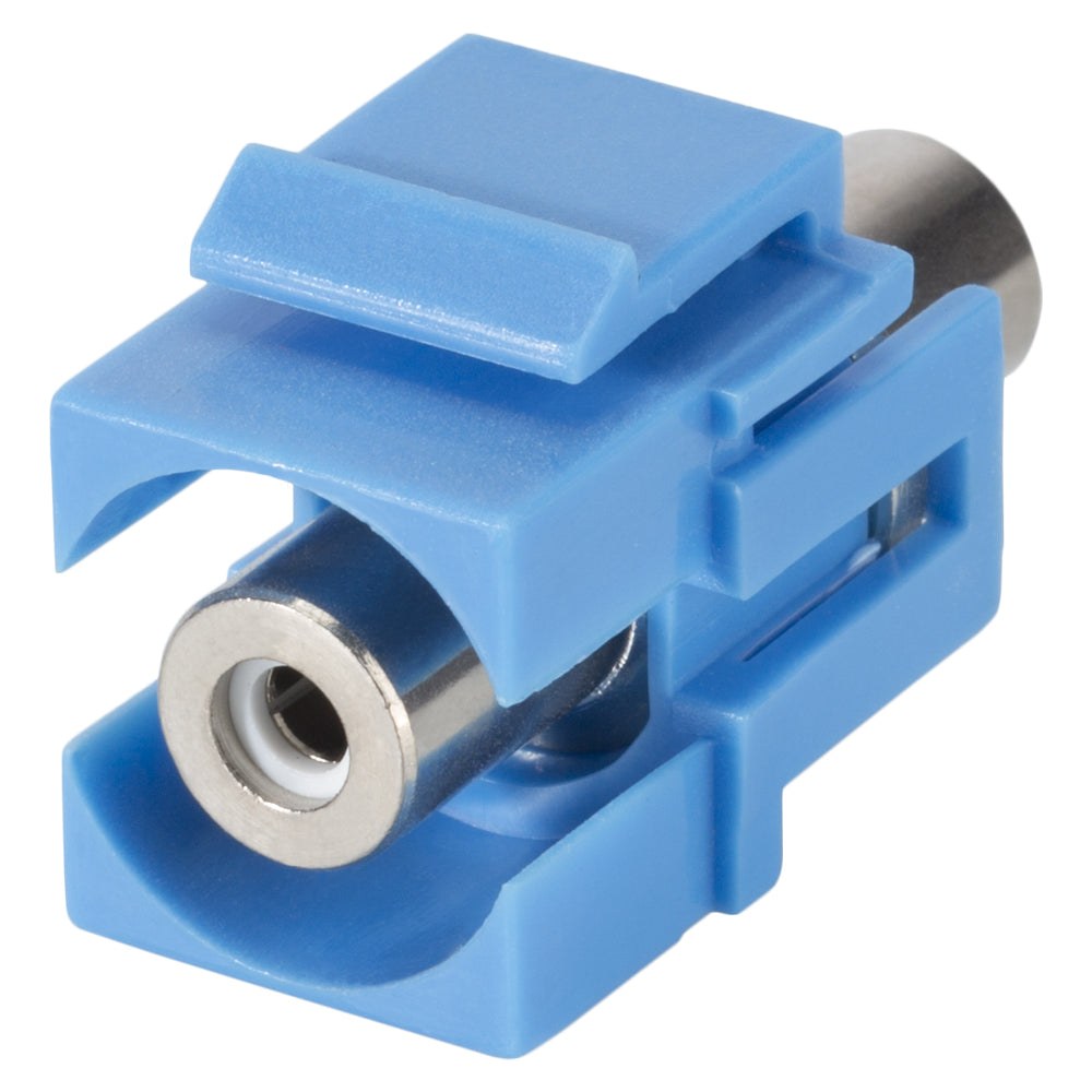 RCA, 2-pole , plastic-, Patch-, nickel plated contact(s), Keystone Clip-In, mėlynas