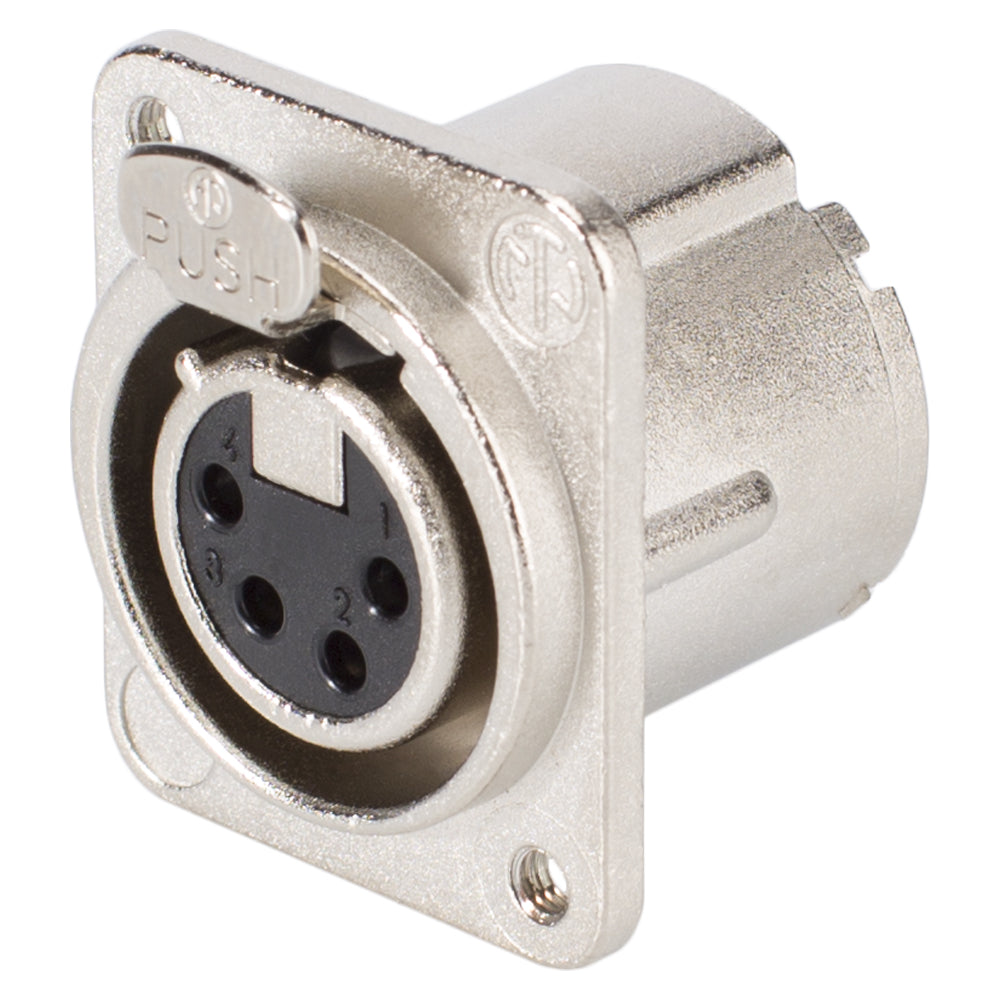 NEUTRIK® XLR, 4-pole , metal-, Soldering-lizdas jungtis, sidabrinis plated contact(s), Type D M3, nickel