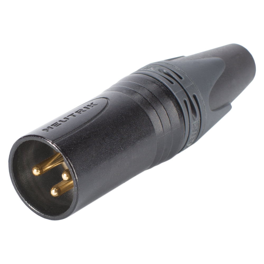 NEUTRIK® XLR, 3-pole , metal-, Soldering-kištukas jungtis, gold plated contact(s), tiesi, juodas