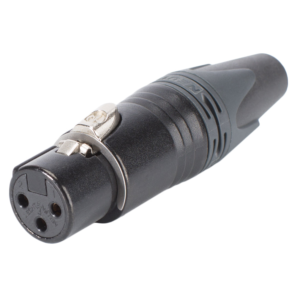 NEUTRIK® XLR, 3-pole , metal-, Soldering-lizdas jungtis, gold plated contact(s), tiesi, juodas