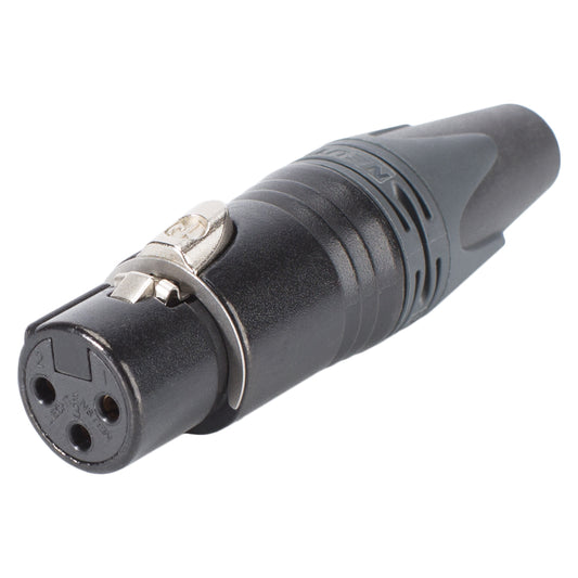NEUTRIK® XLR, 3-pole , metal-, Soldering-lizdas jungtis, gold plated contact(s), tiesi, juodas