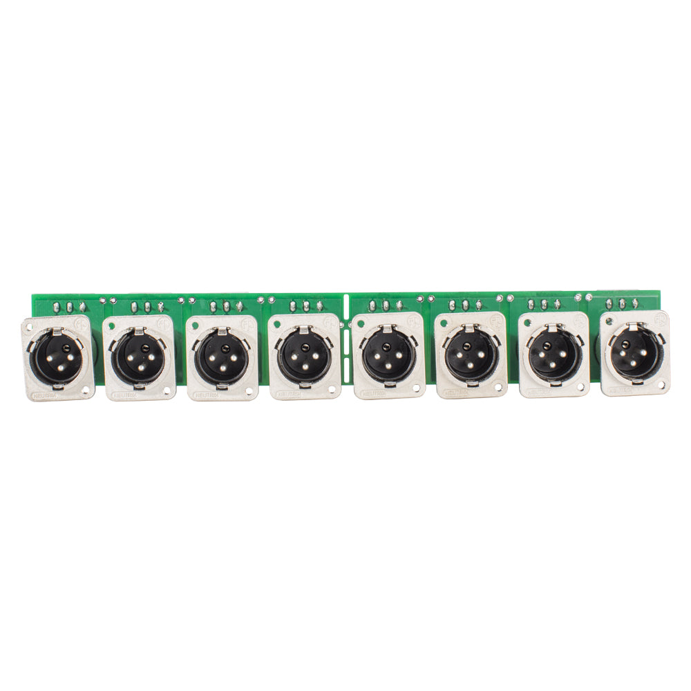INSTALL-Module 8 x XLR D-Series kištukas, metal-, triple plug-spring clip-, sidabrinis plated contact(s), nickel, for BB-Series 19", PlugMama, THE BOXX