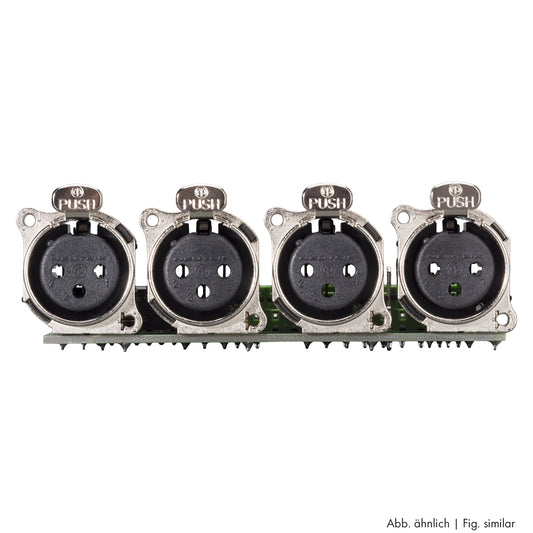 jungtis Module 4 x XLR B-Series lizdas, 3 polių, 1 HE, 3 BE, metalinė, 12 pakeliami gnybtai, 14 polių mentinis gnybtas-, sidabruoti kontaktai, nikelio spalvos, for SYS-series