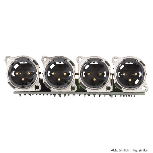 jungtis Module 4 x XLR A-Series, 3 polių, 1 HE, 3 BE, plastikinė, 12 pakeliami gnybtai, 14 polių mentinis gnybtas-, sidabruoti kontaktai, juodas, for SYS-series