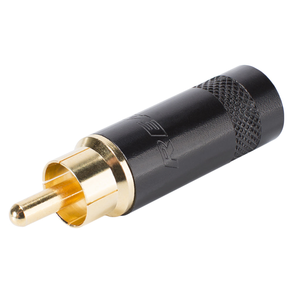 REAN RCA, 2-pole , metal-, Soldering-kištukas jungtis, gold plated contact(s), tiesi, juodas