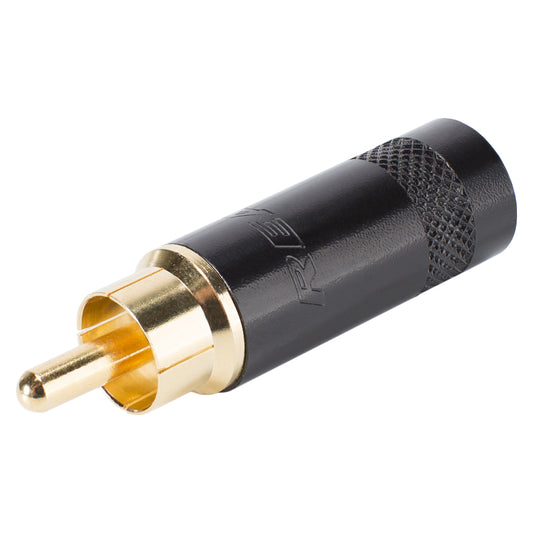 REAN RCA, 2-pole , metal-, Soldering-kištukas jungtis, gold plated contact(s), tiesi, juodas