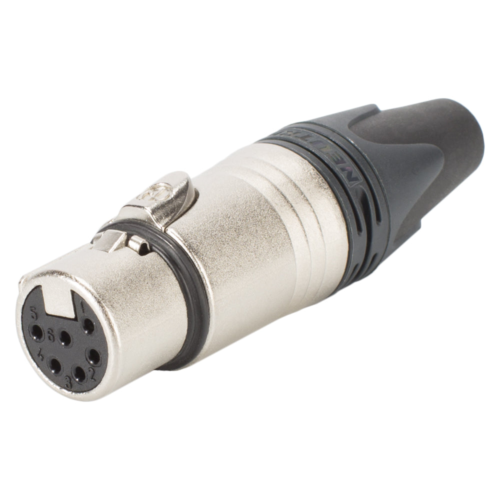 NEUTRIK® XLR, 6-pole , metal-, Soldering-lizdas jungtis, sidabrinis plated contact(s), tiesi, nickel, 25 pcs.