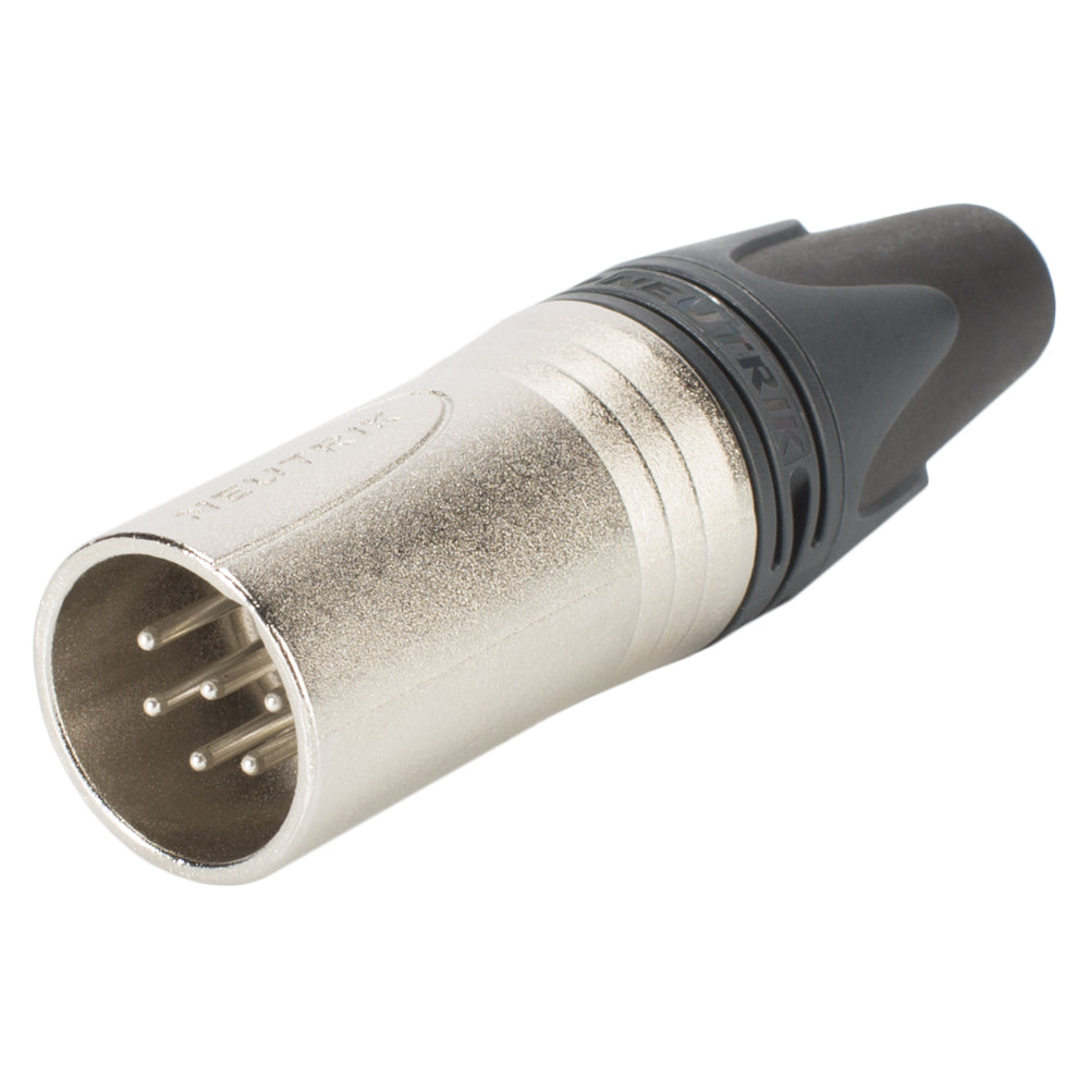 NEUTRIK® XLR, 6-pole , metal-, Soldering-kištukas jungtis, sidabrinis plated contact(s), tiesi, nickel, 25 pcs.