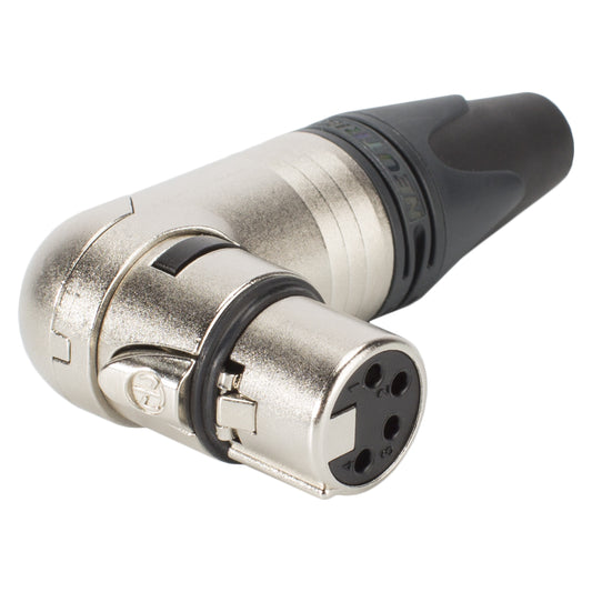 NEUTRIK® XLR, 4-pole , metal-, Soldering-lizdas jungtis, sidabrinis plated contact(s), angled, nickel