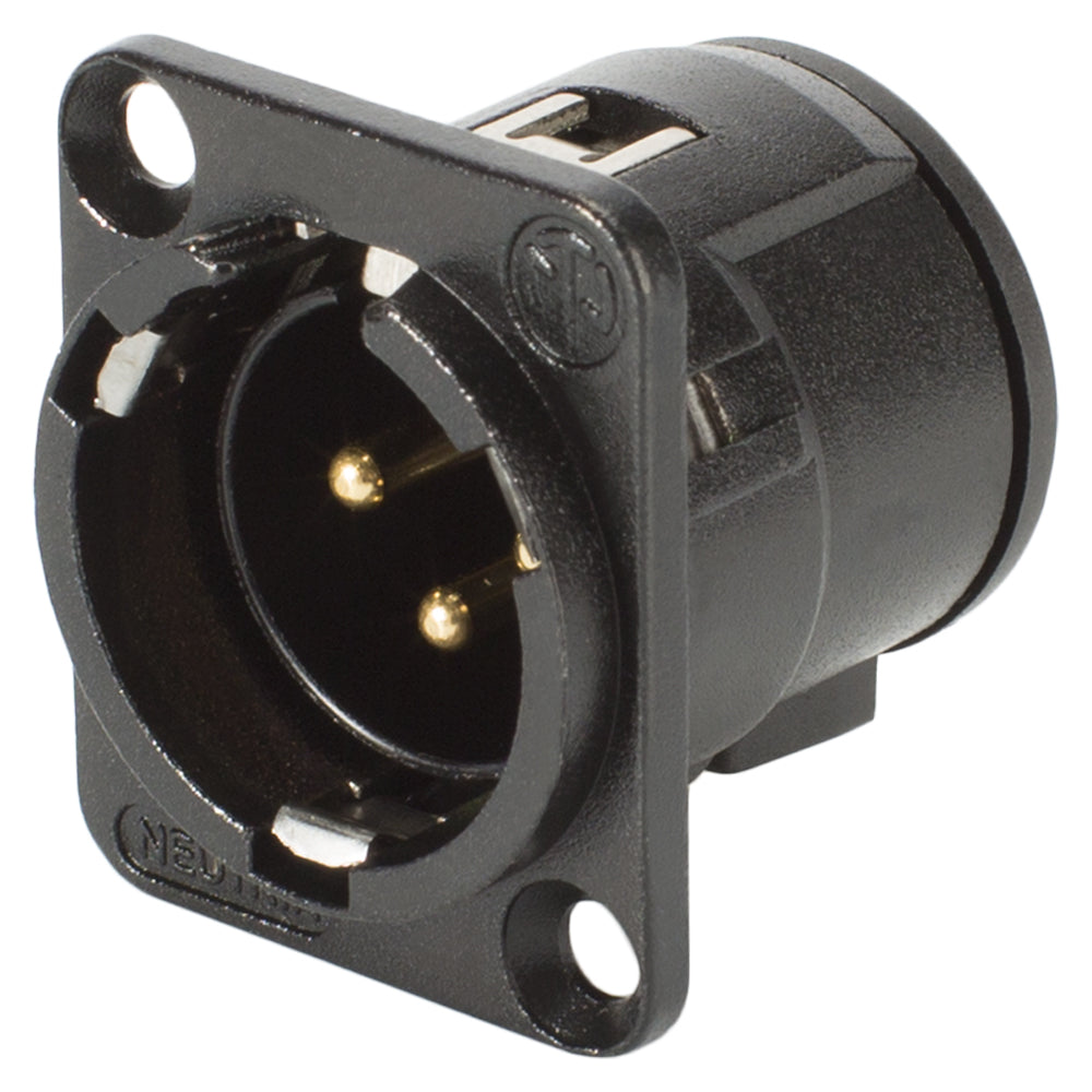 NEUTRIK® XLR, 3-pole , metal-, Print connection vertical-kištukas jungtis, gold plated contact(s), Type D, juodas